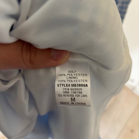 Mable NWT Women's Blue Gingham Backless Cross Front Mini Dress Flowy M - Picture 6 of 8